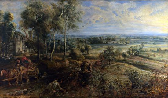 《海特斯腾在清晨的风光》 鲁本斯 木板油画 约 1635年 英国国家美术馆藏。