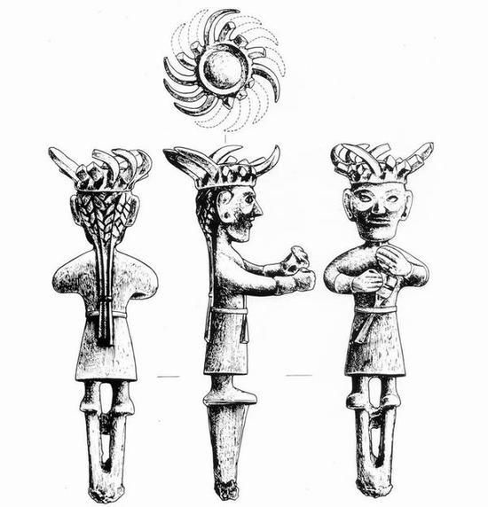  图五，金沙遗址出土戴日冕的铜立人像