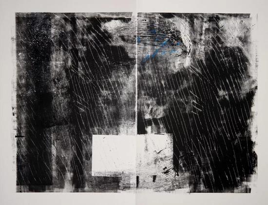 鲍蓓 Bao Pei 纽约的雨， 是流亡者的雨之二 Rain and Tear in New York City No.2 纸上综合材料 Mixed Media on Paper 132m x102cm 2014
