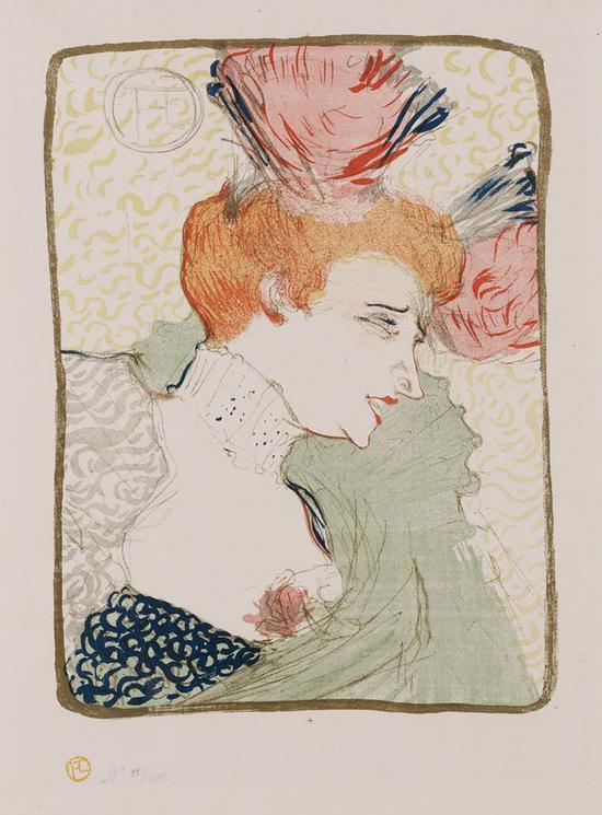马塞勒-朗德小姐半身像 1895年 彩色石版画