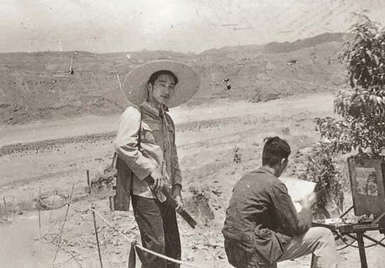 1956年，靳尚谊在黄河三峡写生