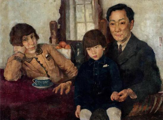 徐悲鸿 杨仲子全家福 布面油彩 59.5x79.5cm 1928年