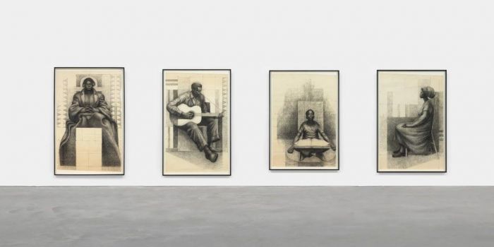 《对〈玛丽·麦克里欧德·贝颂〉壁画的研究（坐着看书的孩子，吉他手，玛丽·麦克劳德·白求恩，和坐着的女