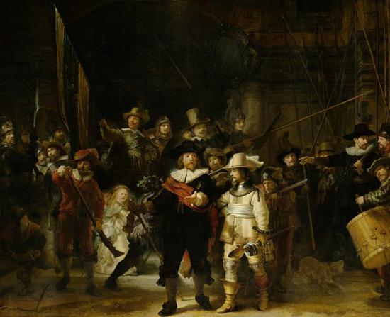 荷兰 伦勃朗 《夜巡》 1642。 RIJKSMUSEUM， AMSTERDAM