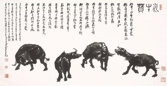 李可染《水牛赞》  68.6×137.2厘米  1985年