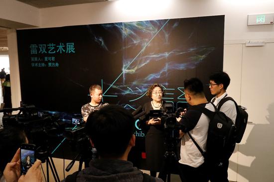 艺术家雷双女士接受记者采访