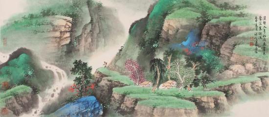 溪山翠欲流 47×108cm