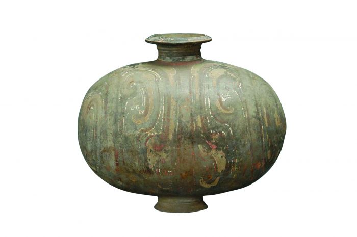 汉代彩绘茧形陶壶图1