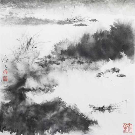 姚逸之 水国生涯 纸本水墨 40×40cm 2019