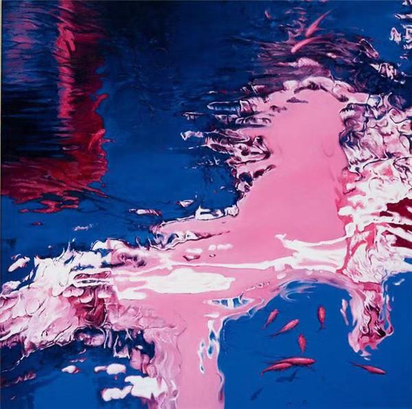 许泉 《池影鱼啄系列 - 水云 14》   150×150 cm  布面油画  2011.jpg