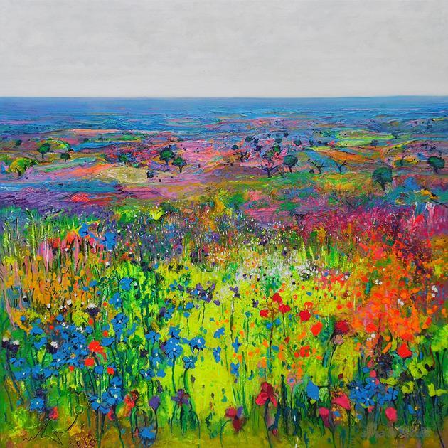 《拉曼恰田野的春之交响乐》（120×120cm）