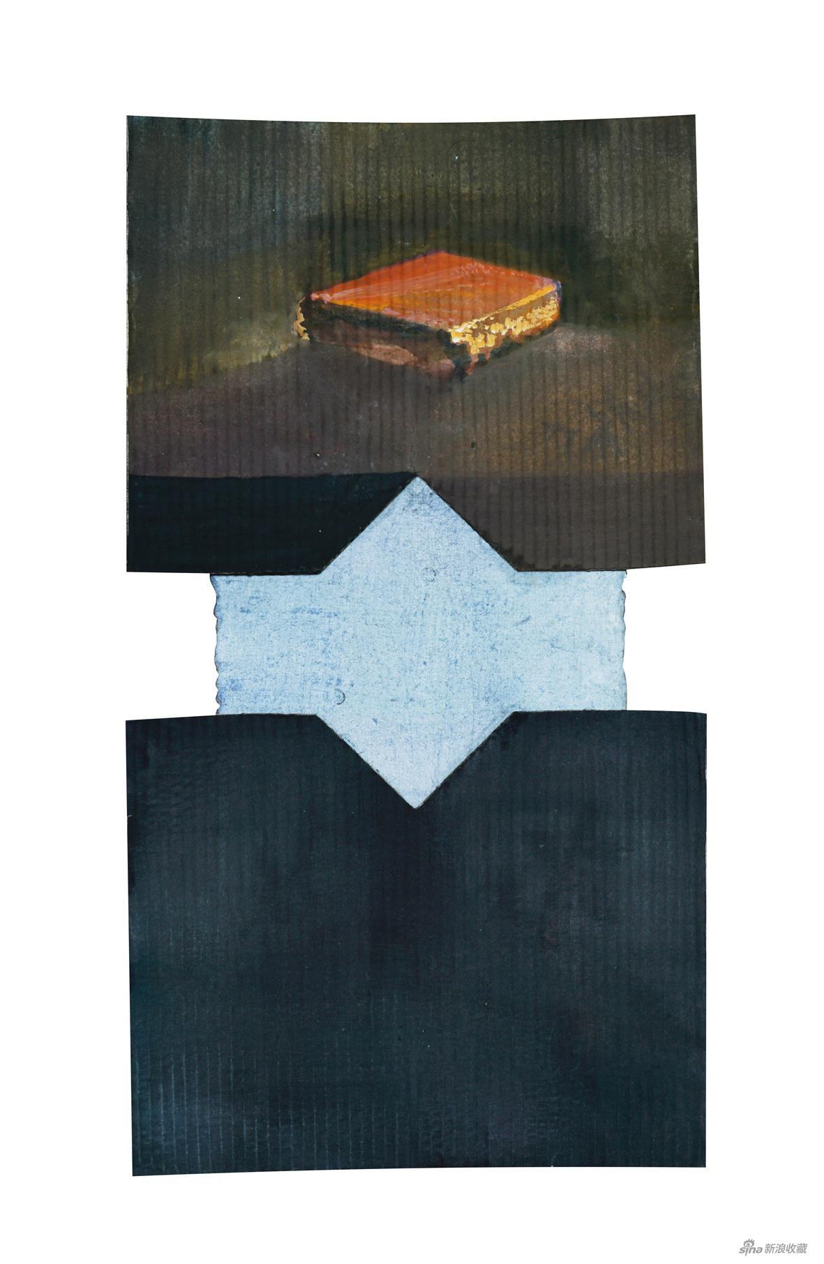 井士剑JING Shijian， 亦石亦书 No.3， Both Stone and Book No.3，2017，纸本水彩 watercolor on paper，36.5 x 20 cm