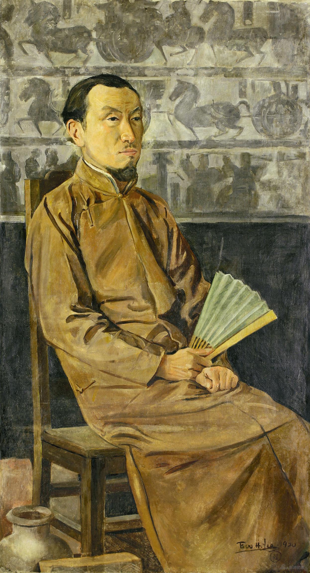 陈师曾像 李毅士 1920年 布面油画 中央美术学院美术馆藏
